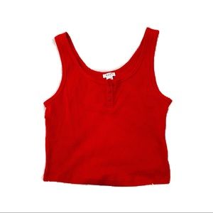 Red Ribbed Tank Crop Top